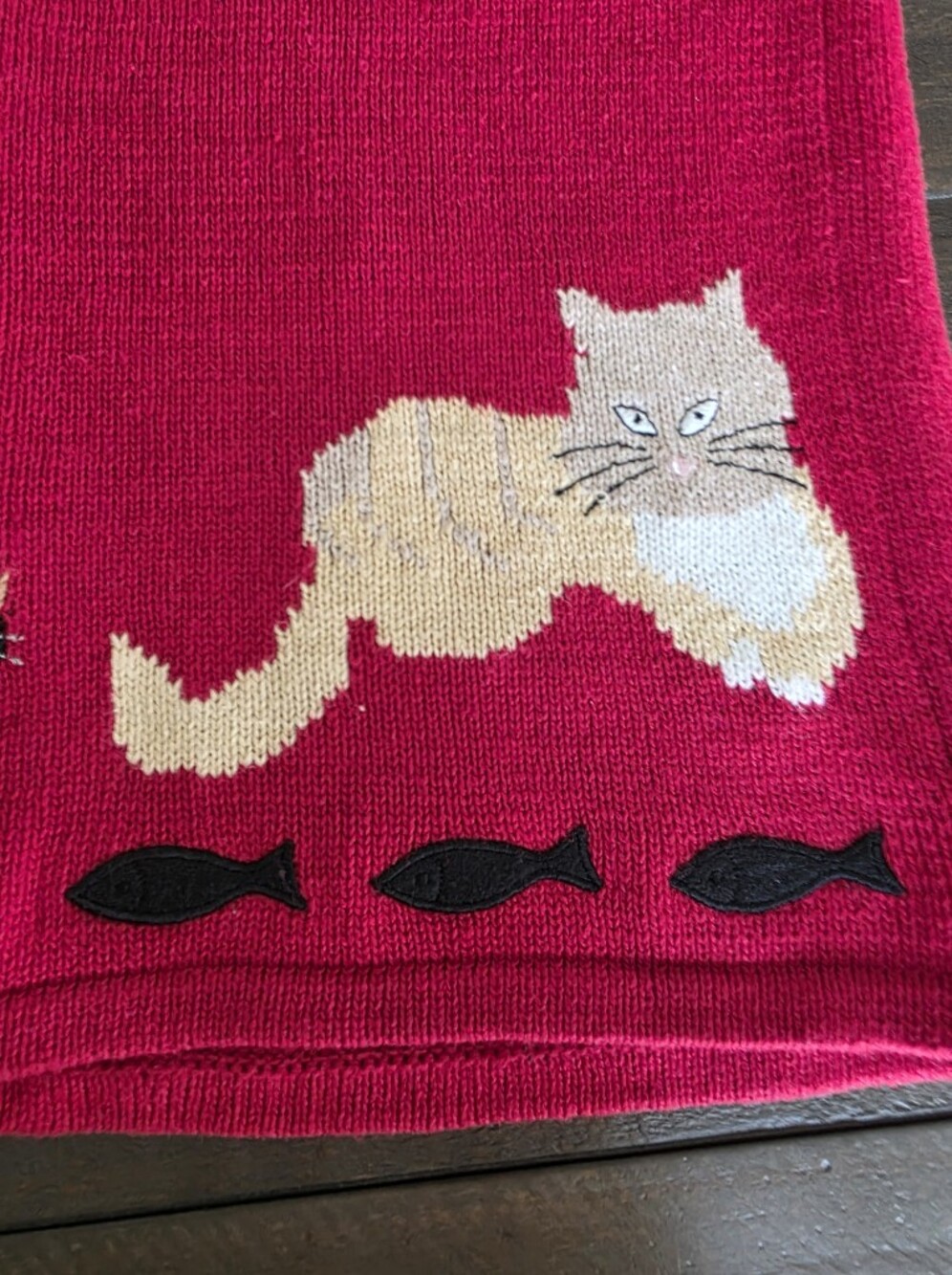 Vintage Tally-Ho Cat Cardigan Size S Novelity Knit - Picture 8 of 12